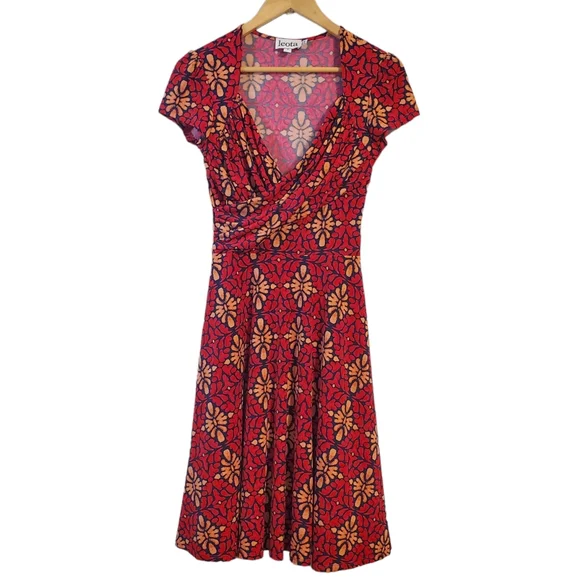Leota Dresses Leota S Red Floral Faux Wrap Dress Poshmark
